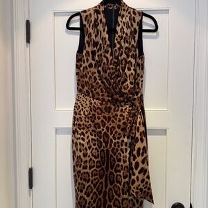 Dolce & Gabbana Leopard Print Midi Dress Size 44